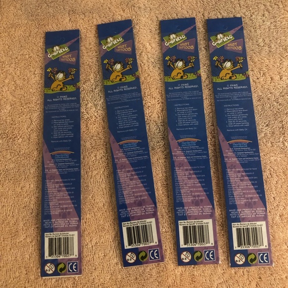 Lot of 4 PAWS Garfield Wrist Tattoos 4 Different Designs NIP - Picture 5 of 5